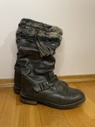 Skórzane zimowe kozaki