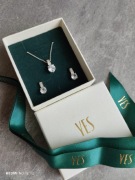 Komplet biżuterii YES srebro 925 kolczyki i łańcuszek zestaw cyrkonia