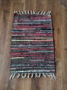 Wielokolorowy dywan, chodnik tkany z frędzlami prl