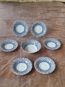 Zestaw vintage'owej angielskiej kamionki 7 sztuk 