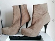 Szaro-brązowe botki, kozaczki na zameczek rozm. 37