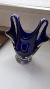 Wazon szklany kobaltowy ręcznie formowany 