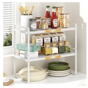 Zestaw 2 szt Rozsuwana Półka Kuchenna Organizer Na Blat Do Szafki Metalowa