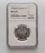 2 złote 1970 jagody aluminium NGC MS66 PL