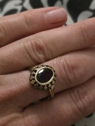 Złoty pierścionek antyk, spessartyn 