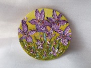 IRYSY obraz olejny ręcznie malowany 25x25cm tekstura okrągłe płótno