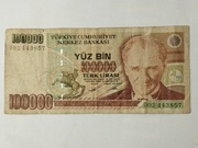 Sprzedam banknot Turcja 100000 Lirasi 1970r. stan dobry