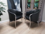 Fotele Klubowe  naturalna skóra, chromowane nogi