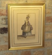 Kolorowa litografia "Dama w sukni"