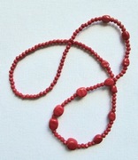 Czerwone korale naszyjnik vintage lata 60 - 80 XX wieku rękodzieło PRL