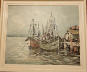 Obraz olejny ,,statki,, z Holandii