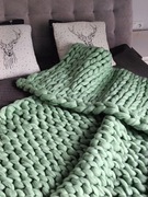 Koc narzuta pled wełna czesankowa 200 x 125 cm chunky yarn, hand knitting 