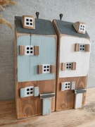 Drewniany domek biały/orzech dekoracja