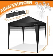 Pawilon ogrodowy 3x3m pop-up UV50+ wodoodporny czarny