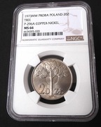 20 zł. 1973 Drzewo  P-296  NGC  MS66