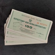 45szt DEPOZYTOWY BON REWALORYZACYJNY NA KWOTĘ 100 ZŁ seria EB pamiątki PRL