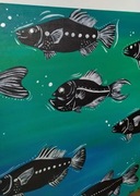 Obraz RYBY, na podobraziu, własnoręcznie malowany