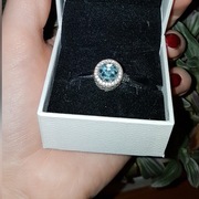 Srebrny, nowy, charms, niebieskie oczko 