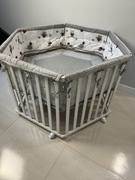 ROBA ŁÓŻECZKO SZEŚCIOKĄTNY KOJEC DLA DZIECI SZARY Z KÓŁKAMI 119x72 cm