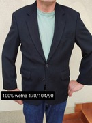 Czarna marynarka męska w prążki L wełna Bytom 
