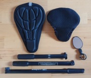 Do roweru : Pokrowce na siodełko, lusterko , zestaw pompek 