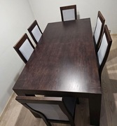 Rozkładany drewniany stół 90x160/310 + 8 krzeseł