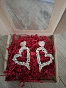 Kolczyki serca srebrne cyrkonie pudełko prezent mikołajki święta