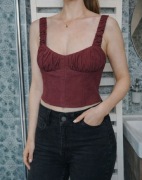 Nowy piękny top rustykalny brązowy Zara S