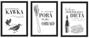 Obraz z napisami do kuchni 3 szt., plakat w ramie A4