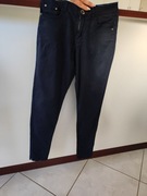 granatowe spodnie klasyczne cienkie materiałowe elastyczne  casual