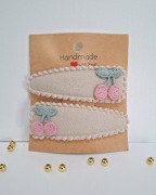 Spinki do włosów handmade 2 szt. wisienka