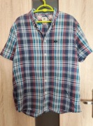 558. Zwiewna koszula męska w kratę na krótki rękaw rozmiar XL