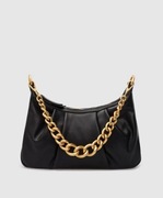 Gianni Chiarini CZARNA SKÓRZANA TORBA BAGIETKA Z ŁAŃCUSZKIEM nowa prezent