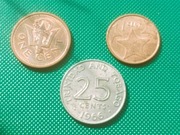 BARBADOS TRYNIDAD BAHAMY Zestaw 3 monet 1 25 Cent 1966 2008 2015 y34