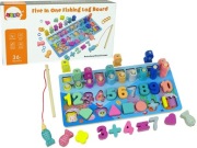 Drewniana gra edukacyjna matematyczna 5w1 łowienie ryb liczenie