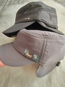 Polska Nowa czapka męska z daszkiem, uszatka,ocieplana polarem 56-58