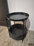 Stolik metalowy czarny z koszem nocny, taras loft / boho / glamour
