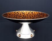 Patera na owoce lub ciasto wykonana z emaliowanego srebra 