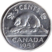 KANADA 5 centów 1954, KM# 50, UNC