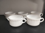 Bulionówki 5 sztuk białe szkło Arcopal Francja 