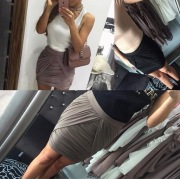 Mini spódnica drapowana asymetryczna khaki rozm. XS