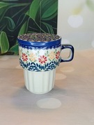 Kubek ceramiczny Bolesławiec barowy duży z przykrywką ceramika  Bolesławiec