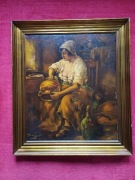 Stary obraz na płótnie sygnowany  .