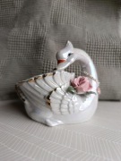 duża, ceramiczna figurka łabędzia  