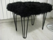 Taboret,stołek,siedzisko,łoft,futro,nogi metalowe