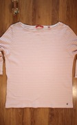Bluzka s.Oliver r. 40 różowo-biała w paski rękaw 3/4 bawełniana