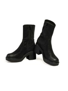 Czarne wyższe botki na klocku platformie Sergio Leone r. 40