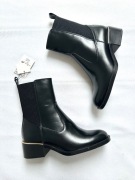 ZARA botki czarne obcas chelsea sztyblety guma skóra eko NOWE 39