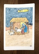 Kartka świąteczna - obrazek malowany HANDMADE