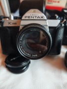 Zestaw PENTAX K1000: Rzadki SMC 24/2.8 + SMC 50/2 + Lampa + Dodatki